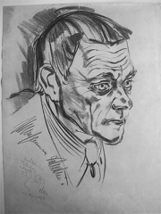 Karl Valentin porträtiert von Edgar John 1937, Wickipedia Bild unter GNU-Licence